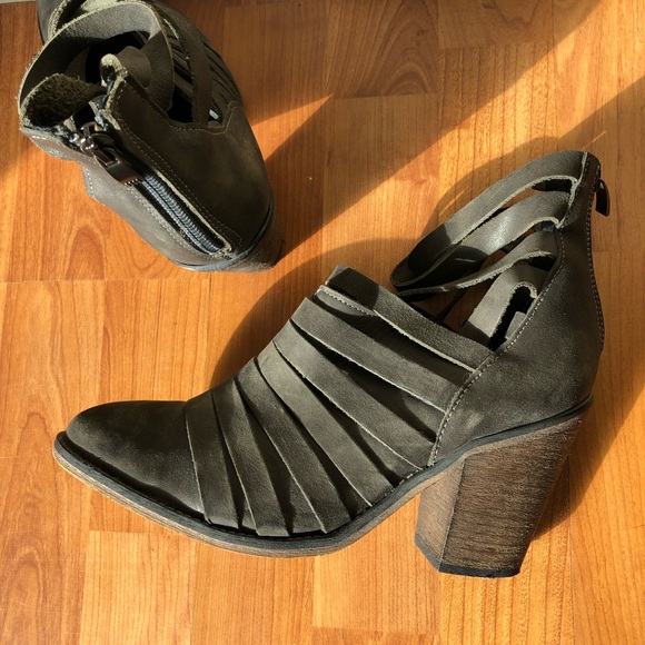 Free People Hybrid Heel Boot Black Suede Strappy Ankle Bootie - Picture 3 of 9